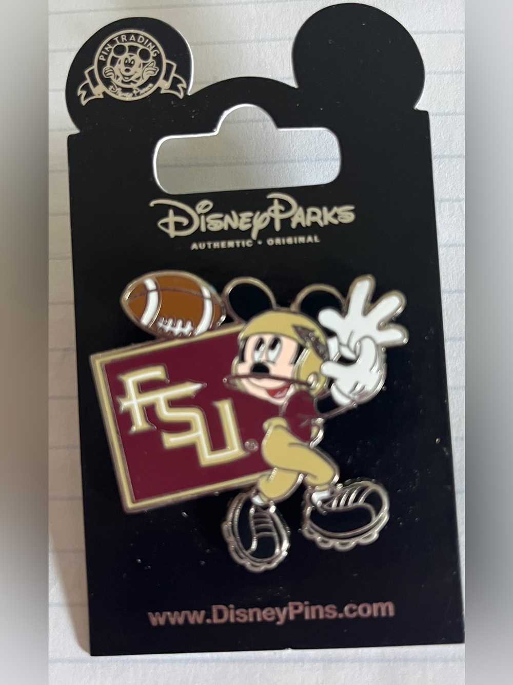 Disney Mickey Mouse FSU Football authentic official NCAA collector pin NEW